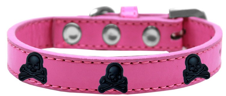 Skull Widget Dog Collar Bright Pink Size 18